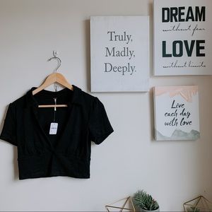 Free people deep V crop top